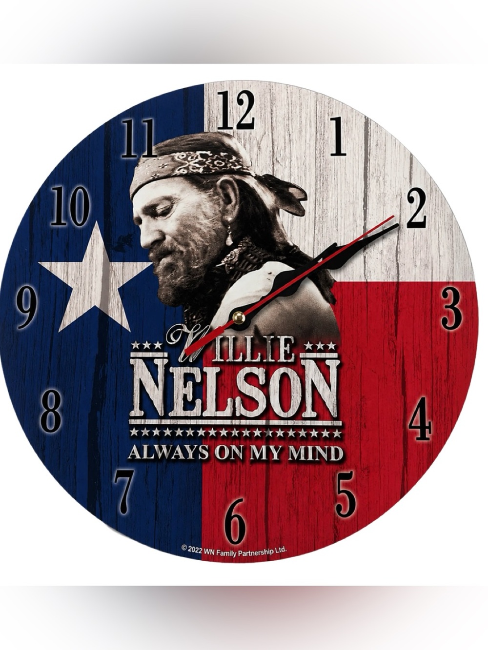 Willie Nelson Wall Clock red white blue star Patriotic